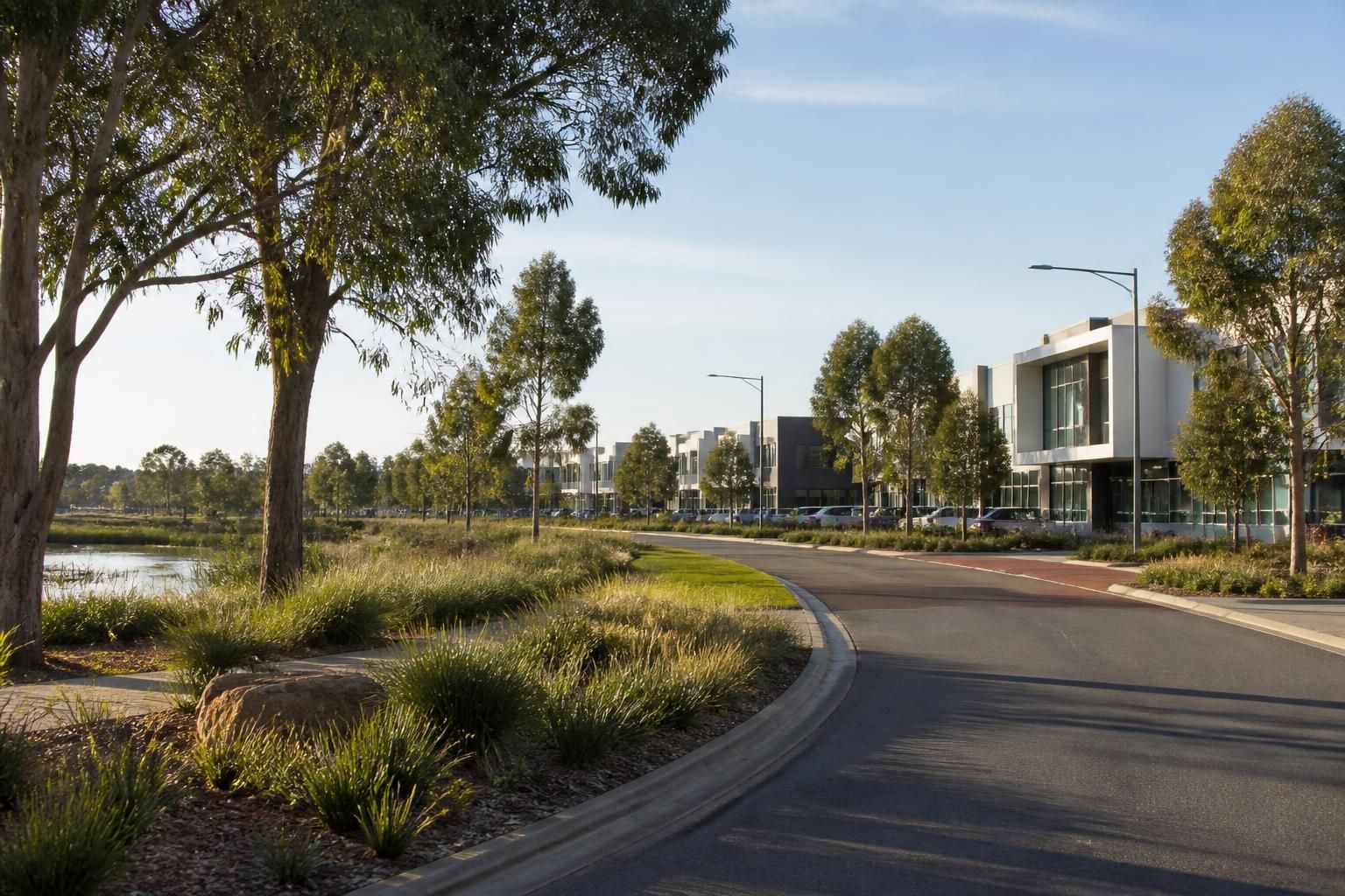 Suburban and commercial streetscape in Bibra Lake