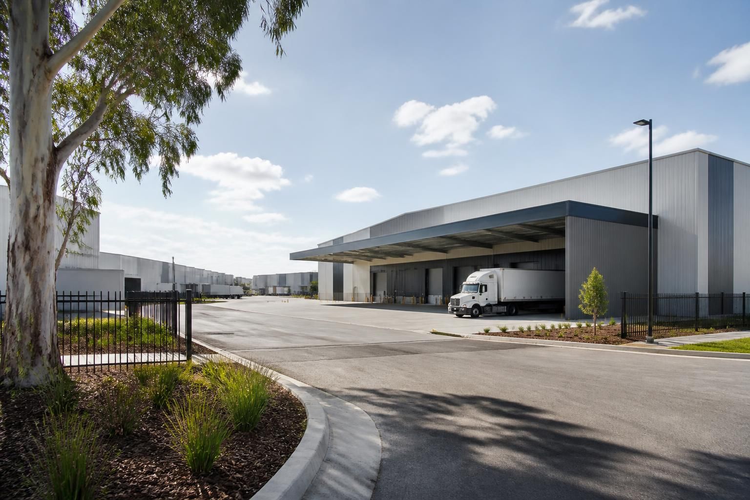 Industrial precinct with clean logistics buildings in Kewdale