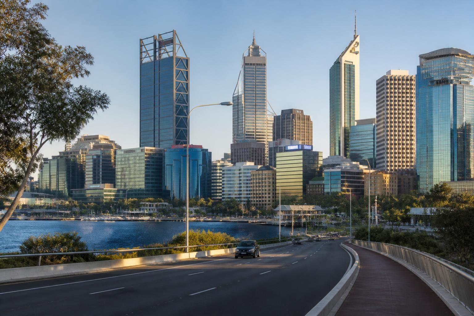 Urban skyline and streetscape in Perth city